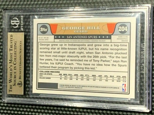 George Hill RC 2008-09 Topps Chrome ROOKIE Card#204 BGS9.5!Spurs G RC GOAT HOF - Picture 2 of 2