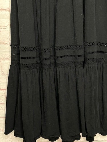 XL/1X/2X New Anthropologie Black Cotton Knit Maxi Dress 118$ - Picture 5 of 15