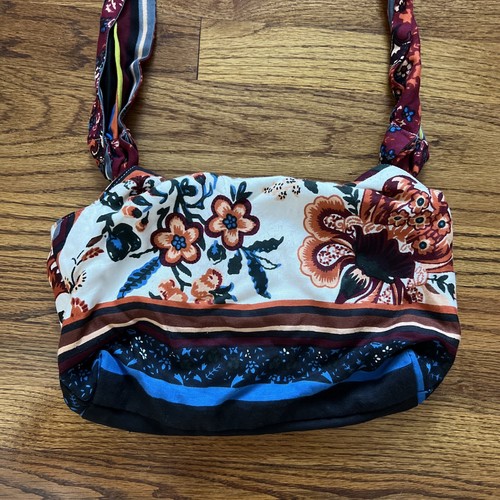 RARE ZARA WOMEN'S MULTI PRINTED HANDKERCHIEF FABRIC BAG BLOGGERS FAV!!! - Picture 7 of 8