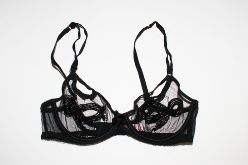 Agent Provocateur DiDi Bra Black Tulle Mesh Sexy Embellished size 34C - Picture 2 of 8