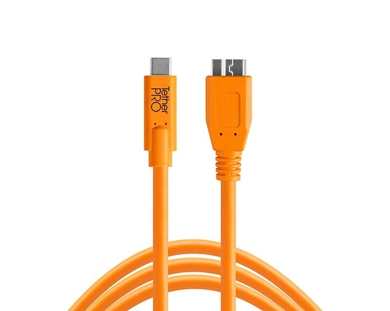 TetherTools CUC3315-ORG TetherPro USB-C to 3.0 Micro-B, 15' (4.6m) Orange Cable