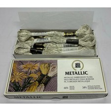 Designs For the Needle, Inc. 12 Skeins Metallic Embroidery Floss Silver New