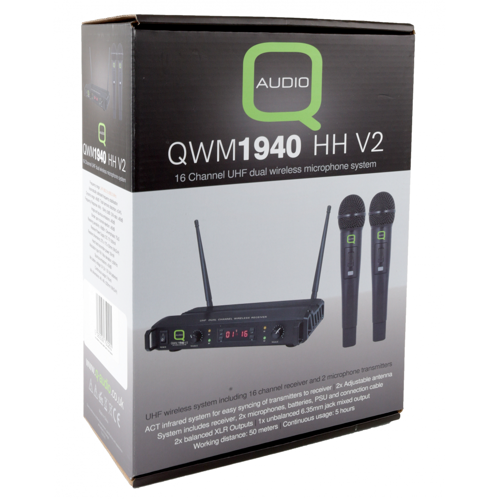 Q-Audio QWM1940 Twin Multi Channel UHF UHF UHF Radio Microphone - Dual Wireless Mics 3e3fda Q-Audio QWM1940 Twin Multi Channel UHF UHF UHF Radio Microphone - Dual Wireless Mics 3e3fda
