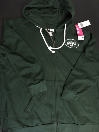 Majestic NFL New York Jets Football Women Sweatshirt Hoodie Size XL-1X Green New - Picture 2 of 3