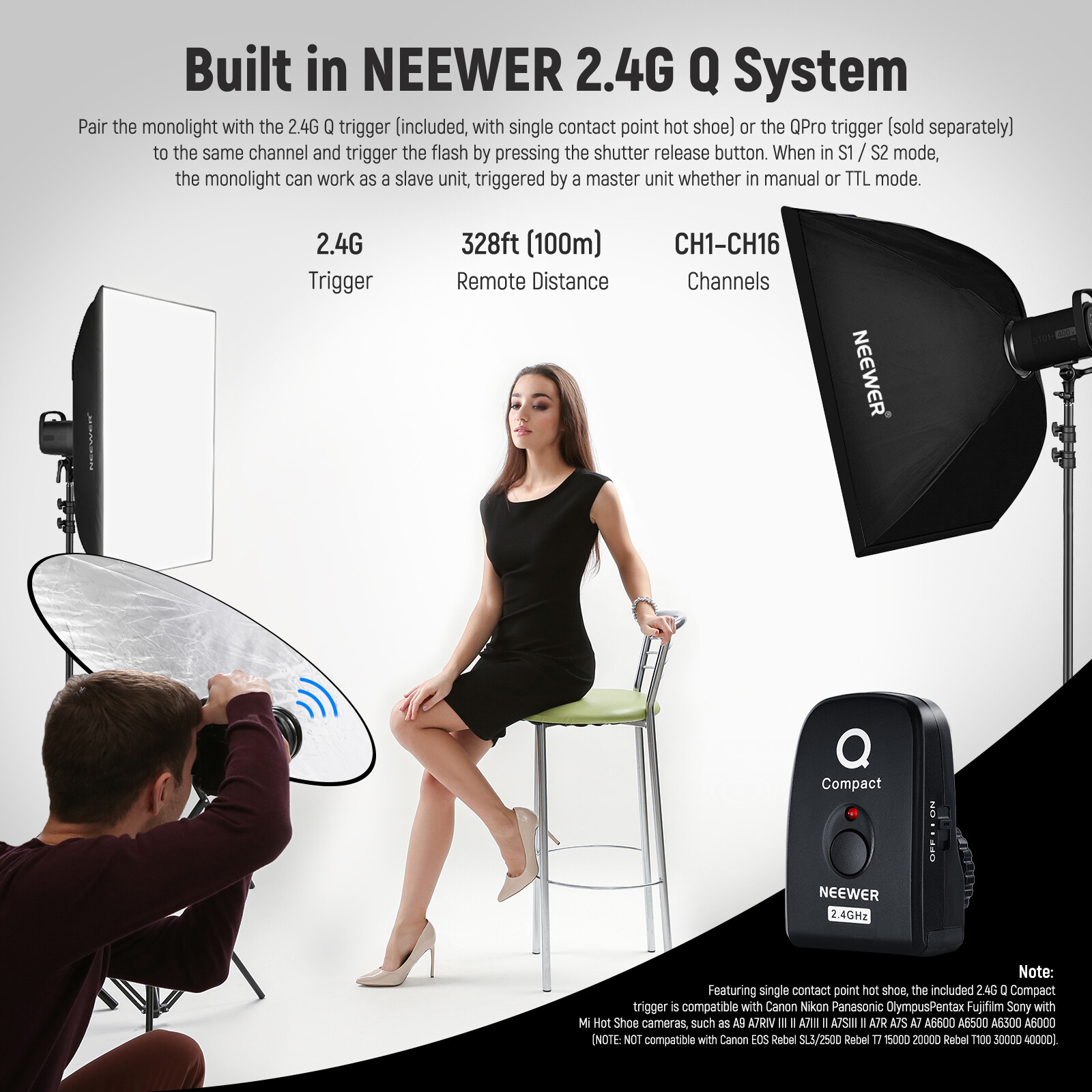 NEEWER 800W S101400W Monolights Studio Strobe Flash Kit with Softbox