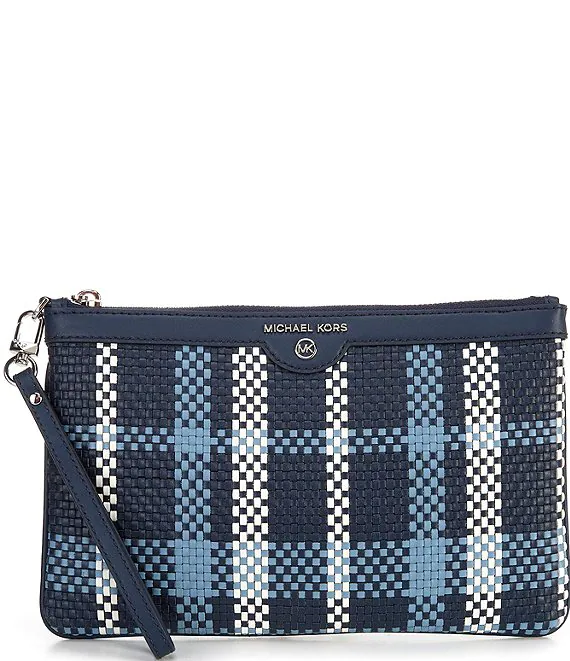 NWT Michael Kors Jet Set Charm Large Zip Pouch Wristlet Weaved 