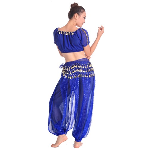 Bauchtanz Outfit Set, Indianer Tanz Kostüm Set, Pailletten Oberteil Haremshose Outfit - Bild 13 von 16