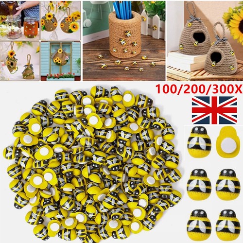 100-300X Mini Resin Animals Self-Adhesive Tiny Wooden Bumble Bees for Crafts UK - Picture 2 of 27
