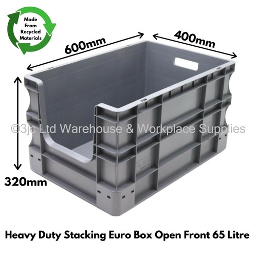 NEW Stacking Heavy Duty Commercial Type Plastic Euro Storage Box Boxes 25 Sizes - Picture 15 of 40