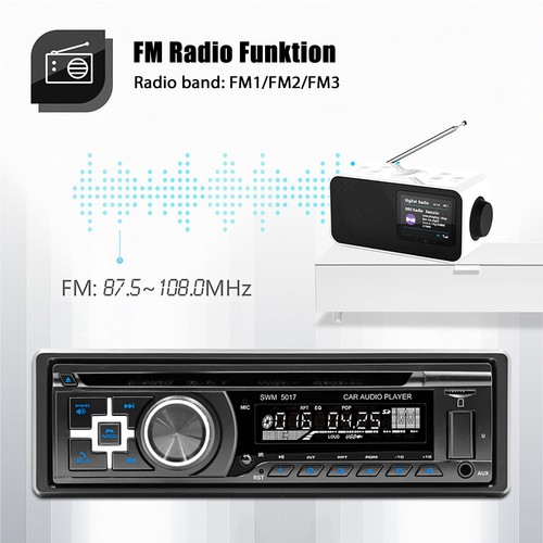 Autoradio 1 DIN Bluetooth DVD CD TF AM Aux-In Auto USB MP3-Player Fernbedienung - Bild 6 von 12