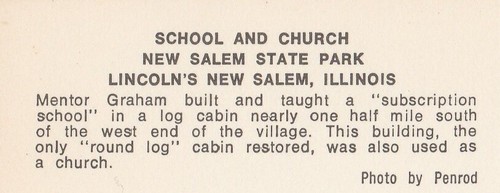 Postcard Log Cabin School and Church New Salem State Park Lincoln's Illinois - Picture 3 of 3