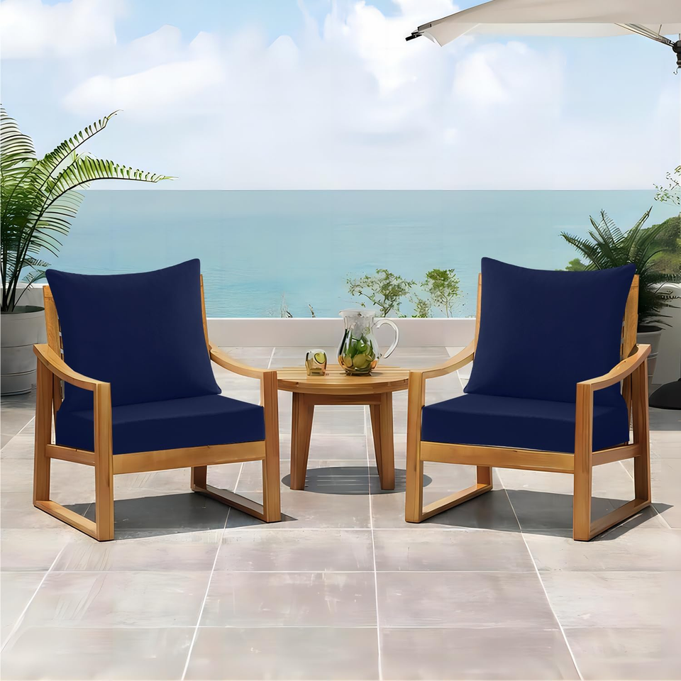 Outdoor Deep Seat Cushions Set, Waterproof Memory Foam Patio Furniture