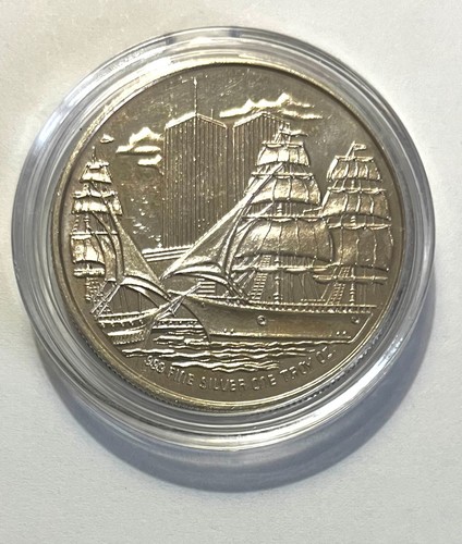 1986 UNITED STATES Ellis Is TWIN TOWERS Freiheitsstatue NY SILVER Medal i92533 - Bild 2 von 2