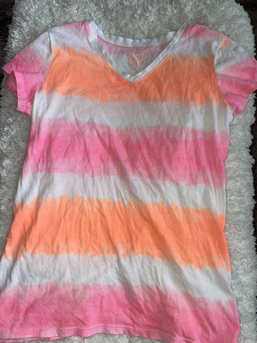Old Navy girls sz. 14 tie dye stripe v neck tee. Cute, fun - Picture 4 of 8