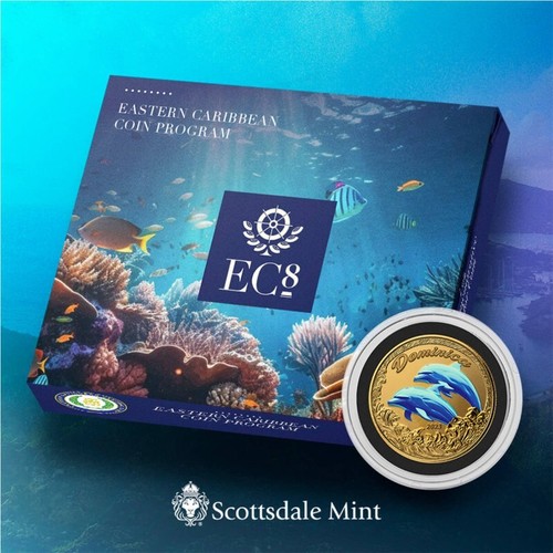 1 oz 10$ Dominica Goldmünze EC8 - Delfin 2023 mit Zertifikat und Box - Picture 4 of 4