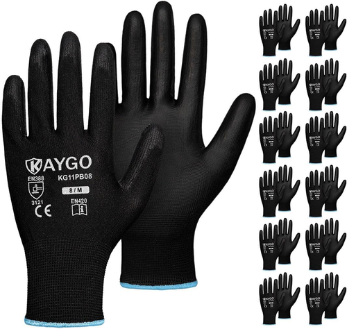 Safety Work Gloves PU Coated,12 Pairs KG11PB Seamless Knit Glove for Men and Wom - Bild 9 von 12