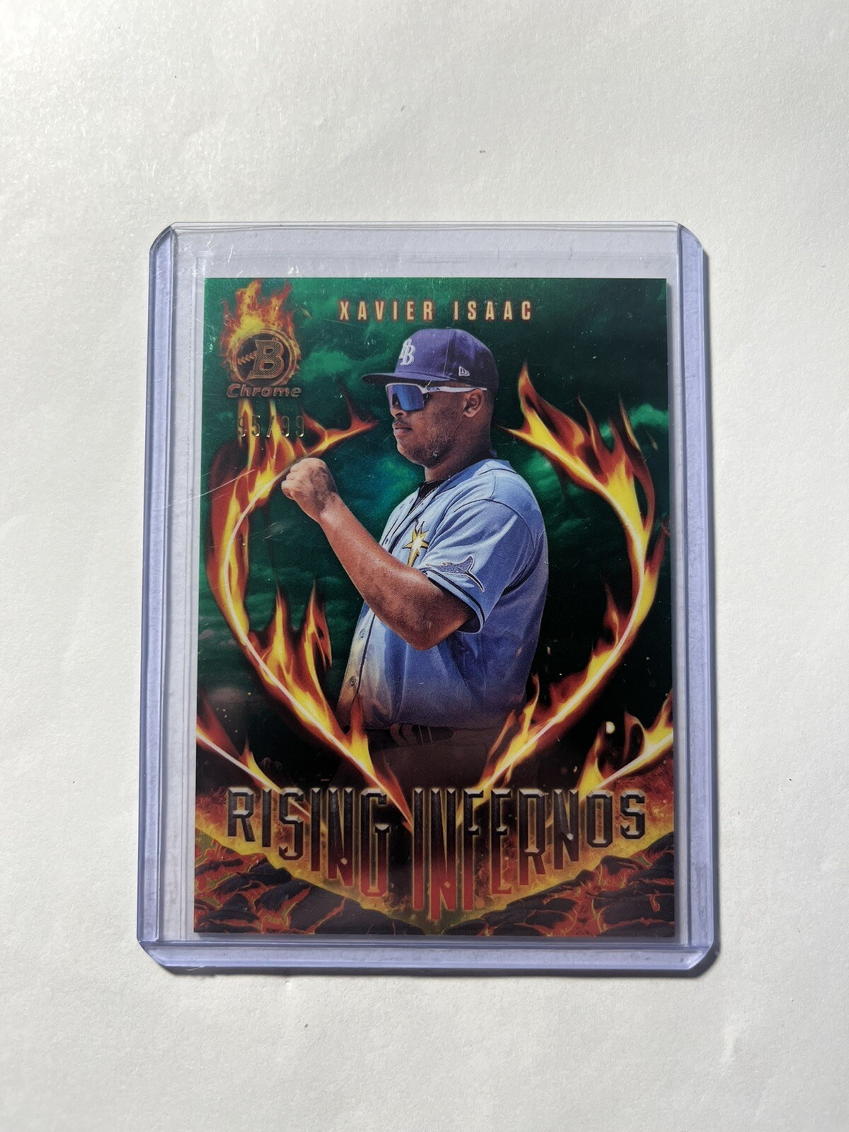 Xavier Isaac 2024 Bowman Chrome Rising Infernos /99 Green SP #RI-16 - Rays