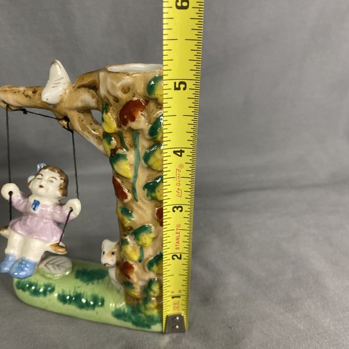 "Juego de 5"" florero vintage bisque brote niña y niño en columpios pintado a mano" - Imagen 8 de 8