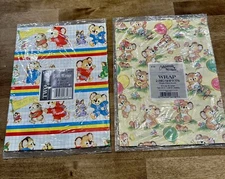 Vintage Gibson Gift Wrap BIRTHDAY Koala Bears Race 2 Big Sheets Per Pkg NIP! 80s