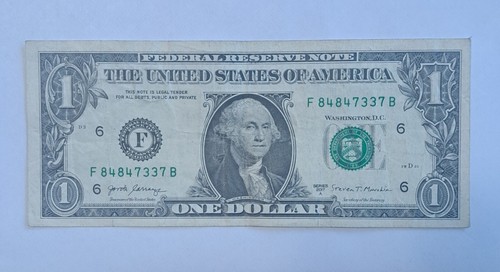 Repeater $ 1 Dollar Schein ausgefallene Seriennummer