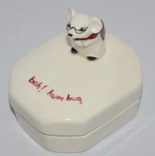 The Mane Lion pottery Cantainer Box Hand painted - Mouse Bah! Hum Bug Lid