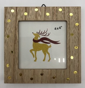 with wall mount loop /& desk stand 4/" x 4/" Polka Dot Frame Wood Opalhouse NEW