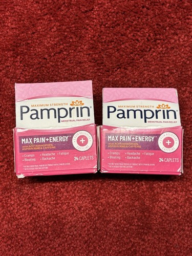 2x Pamprin Menstrual Pain Relief Maximum Strength 24 Caps 2 boxes Exp 12/26 - Picture 1 of 3