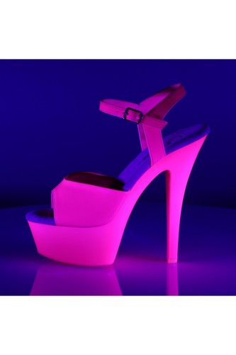 Sandalias Pleaser USA KISS-209UV Neón Rosa Caliente Plataforma Correa al Tobillo UK8 EN STOCK - Imagen 3 de 4