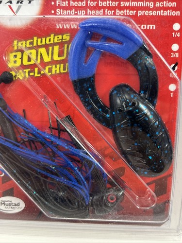 LOT of 2  JUSTICE JIG & RAT-L-CHUNK 1/2 Black Blue Pincher 67JC-007  HART TACKLE - Picture 2 of 3