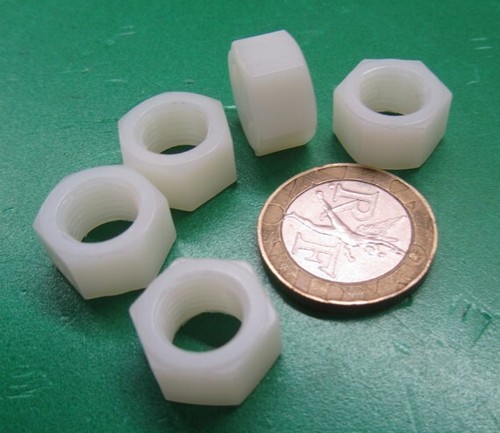 Hex Nut, Natural Nylon Plastic, 3/8"-24 Thread x 9/16" W x 21/64", 50 Pcs - Picture 5 of 12
