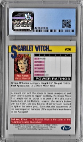 1991 Impel Marvel Universe Scarlet Witch Card No#26 CGC Graded Gem Mint 9.5 - Picture 4 of 4