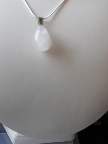 23 kt Rosenquarz Träne und 925 Sterling Silber Kette - Bild 5 von 6