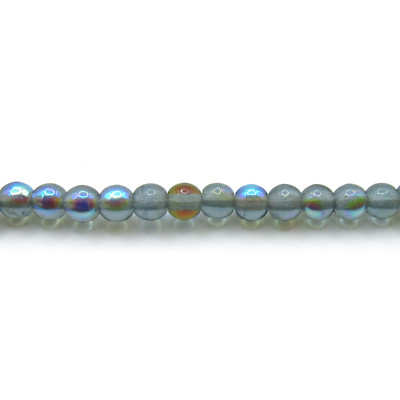 Montana Blue AB - 100 4mm Round Pressed Czech Glass Druk Beads