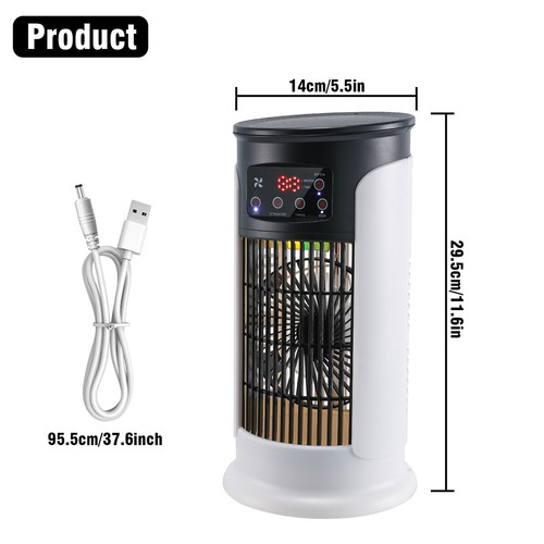 Portable Air Cooler Fan Mini Air Conditioner USB Cooling Fan Desk LED Light Fan - Picture 7 of 14