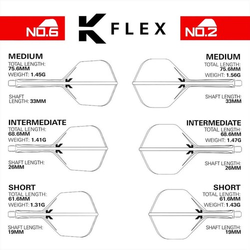 Target K-FLEX Naranja Neón NO2 Intermedio. Vuelos y ejes de dardos - Imagen 3 de 3