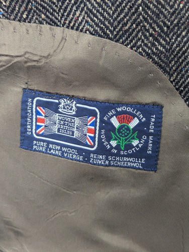 VINTAGE Kosins cappotto sportivo lana blazer uomo 42L marrone spina di pesce tweed giacca - Foto 6 di 14