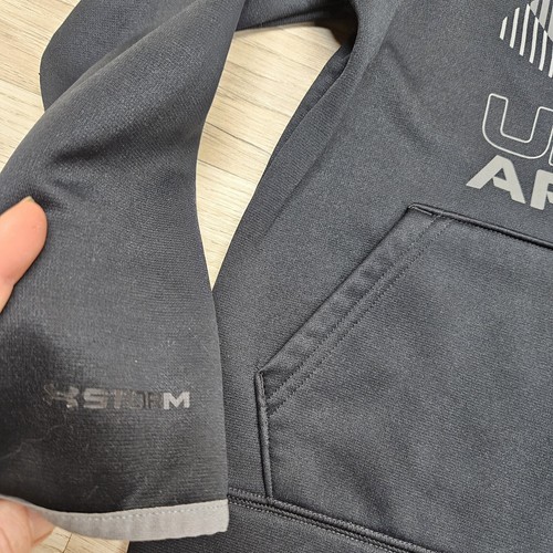 UNDER ARMOUR Hoodie Boys Black Pullover Storm Hooded Sweat Shirt Sweater Size XS - Picture 3 of 7