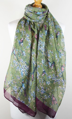 Ladies Scarf Summer Scarf Bird Scarf Bird Print Animal Print Bird in Tree** - Picture 9 of 17