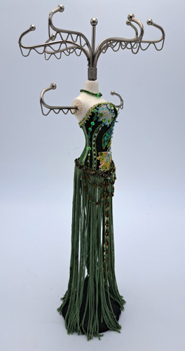 Dress Mannequin Jewelry Holder Flapper 1920s Fringe Skirt Earring Necklace Stand - Picture 5 of 5