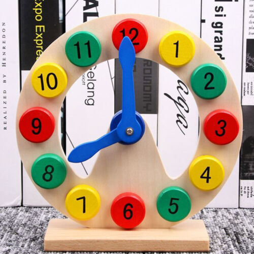  Digitale Uhr Aus Holz Hölzern Kleinkind Spielzeug Lernen Unterrichtszeit - Afbeelding 1 van 12