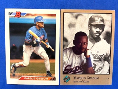 Marquis Grissom 1992 Bowman & 1992 Leaf Studio Baseball - Expos