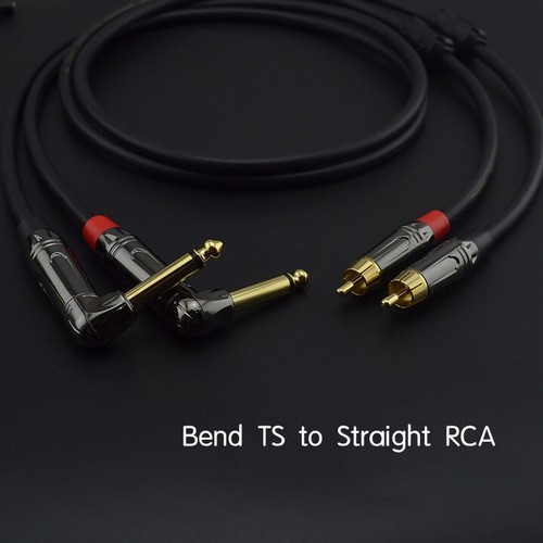 One Pair HiFi 4N OFC Copper TS 6.35mm to RCA Male to Male Bi-wire Audio Cable - Picture 8 of 9