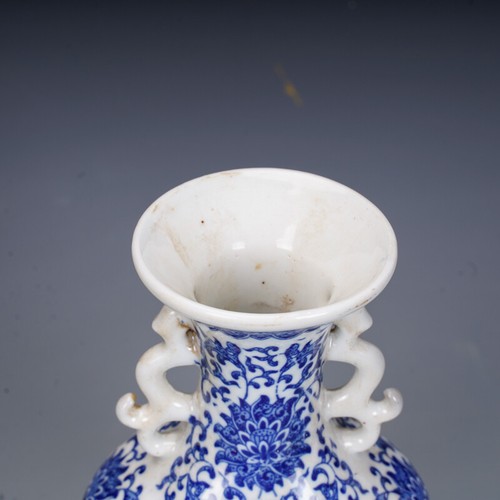 8,66 Zoll chinesisches blau-weißes Porzellan Qing Qianlong Blumen Vögel Muster Vase - Bild 5 von 10