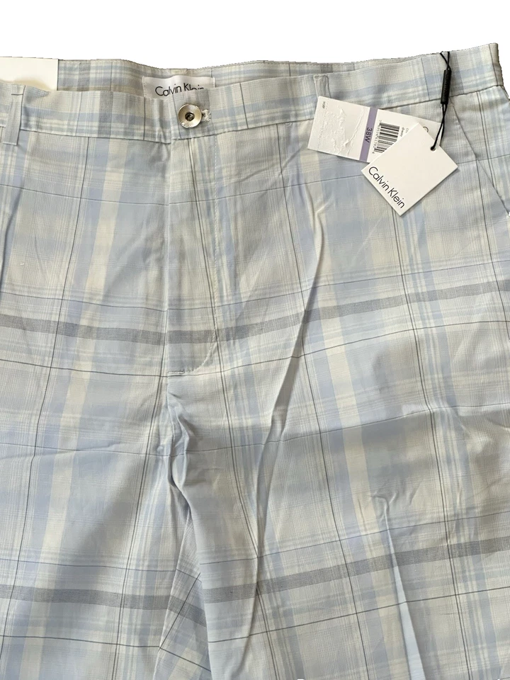 Shorts xadrez Calvin Klein masculino ajuste reto verão céu branco azul perry 40 - Imagem 2 de 4