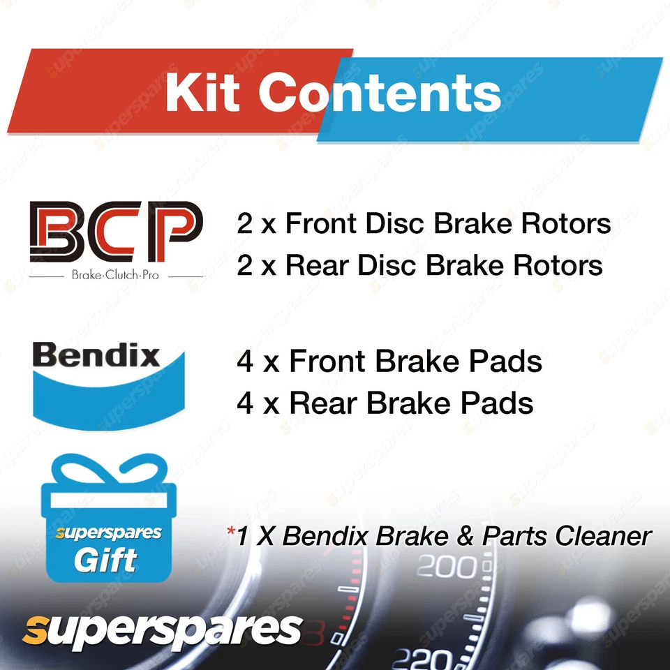 Front + Rear BCP Brake Rotors Bendix Pads for Mazda 323 Astina 323 Protege BJ - image 3 of 4