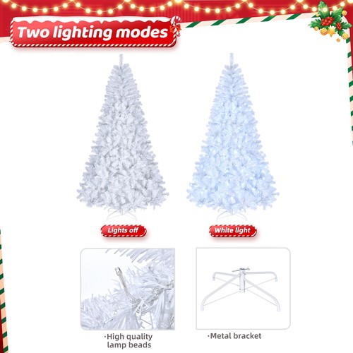 7Ft Snow Pre-lit Christmas Tree Snow Flocked w/ 500 Lights Indoor Outdoor White - Picture 6 of 6