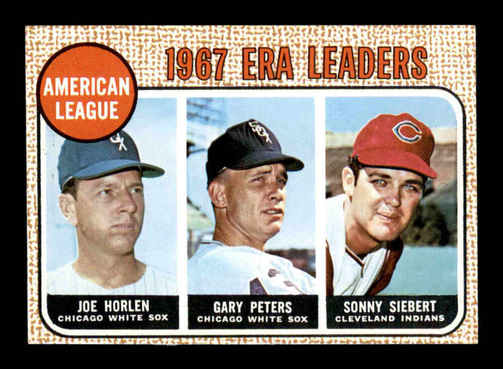 1968 Topps #8 Joe Horlen/Gary Peters/Sonny Siebert AL ERA Leaders EXMT X3375161