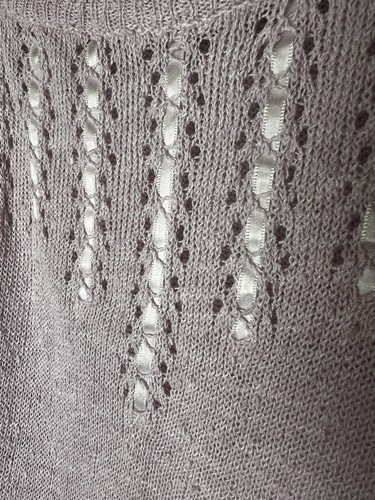 Vintage Damen Pullover 80’s Cottagecore Granny Flieder Lila Bänder Ramie Gr. 40 Med - Bild 7 von 12