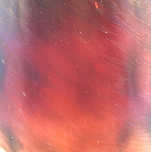 Old Amberina Vase Iridescent Glass Thumbprint Ground Czech Rindskopf Grenada - Picture 9 of 10