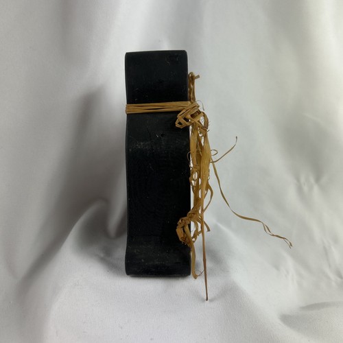 Black Cat Figurine Chunky Wood 5x3” Straw Bow Halloween - Picture 4 of 8